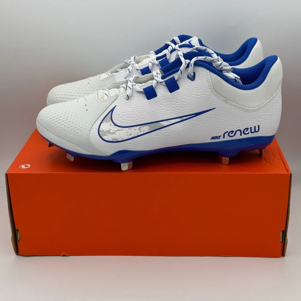 Nike Hyperdiamond 4 Pro Shoes Womens Size 12 White Blue Softball FZ0922-103